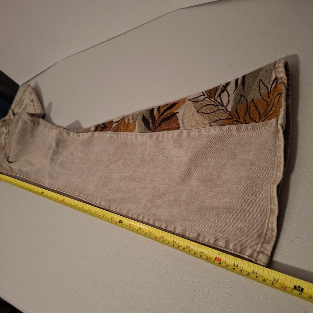 DRIFTWOOD Tan Wide Leg Jeans with Floral Panel - Picture 9 of 9